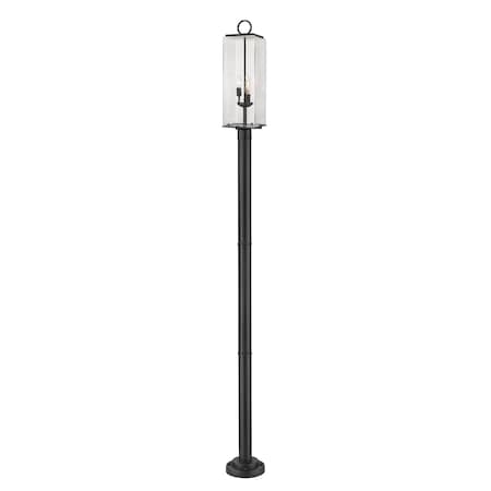 Z-Lite Sana 3 Light Outdoor Post Mounted Fixture, Black And Seedy 592PHBR-567P-BK